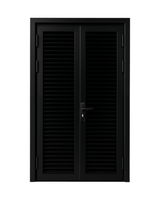 PUERTA DOBLE DE ALUMINIO TIPO LOUVERS - 1.20M X 2.15M - NEGRO - DERECHA