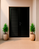 PUERTA DOBLE DE ALUMINIO TIPO LOUVERS - 1.20M X 2.15M - NEGRO - DERECHA