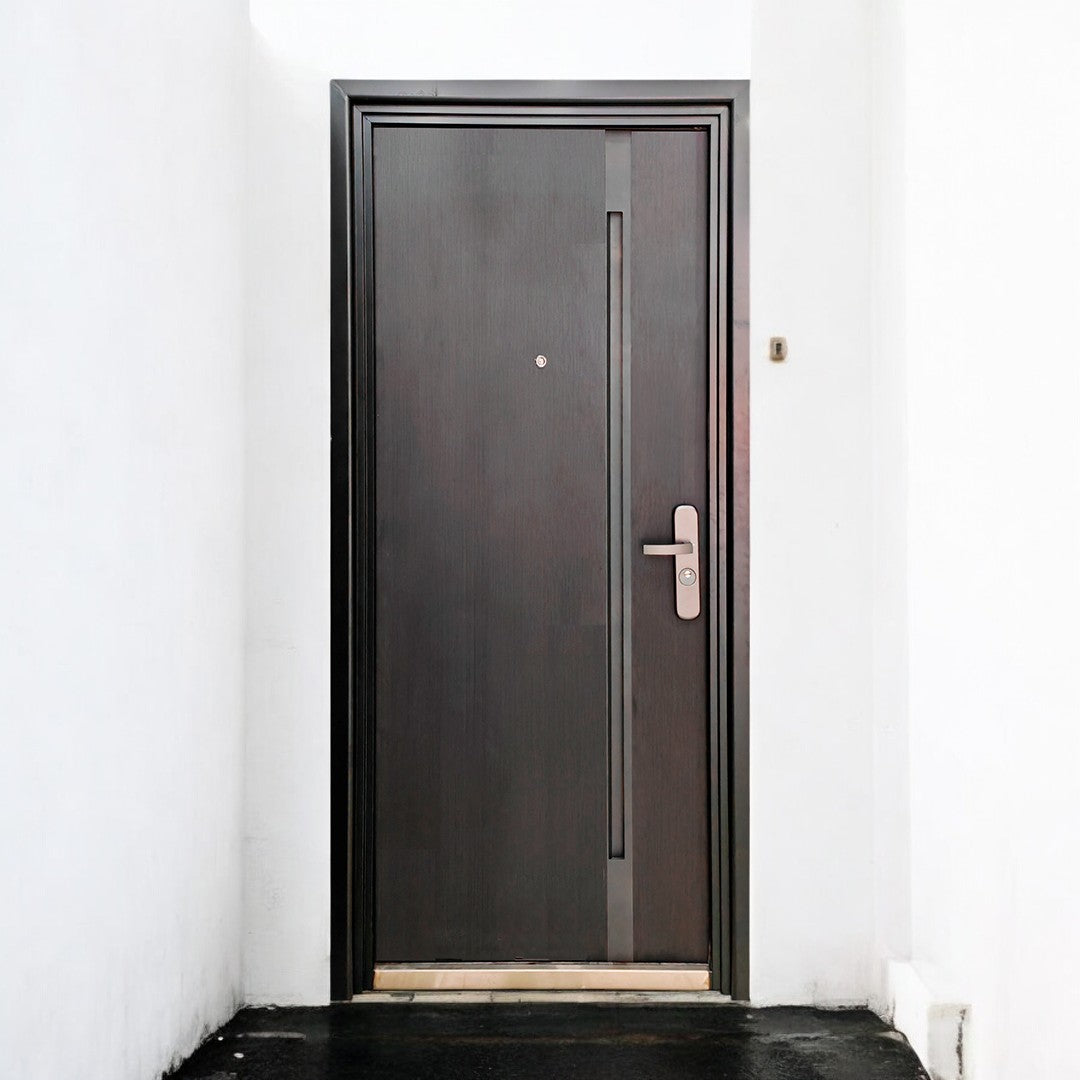 PUERTA DE SEGURIDAD MULTIPUNTOS - 97CM X 213CM X 7CM - NEGRO MADERA