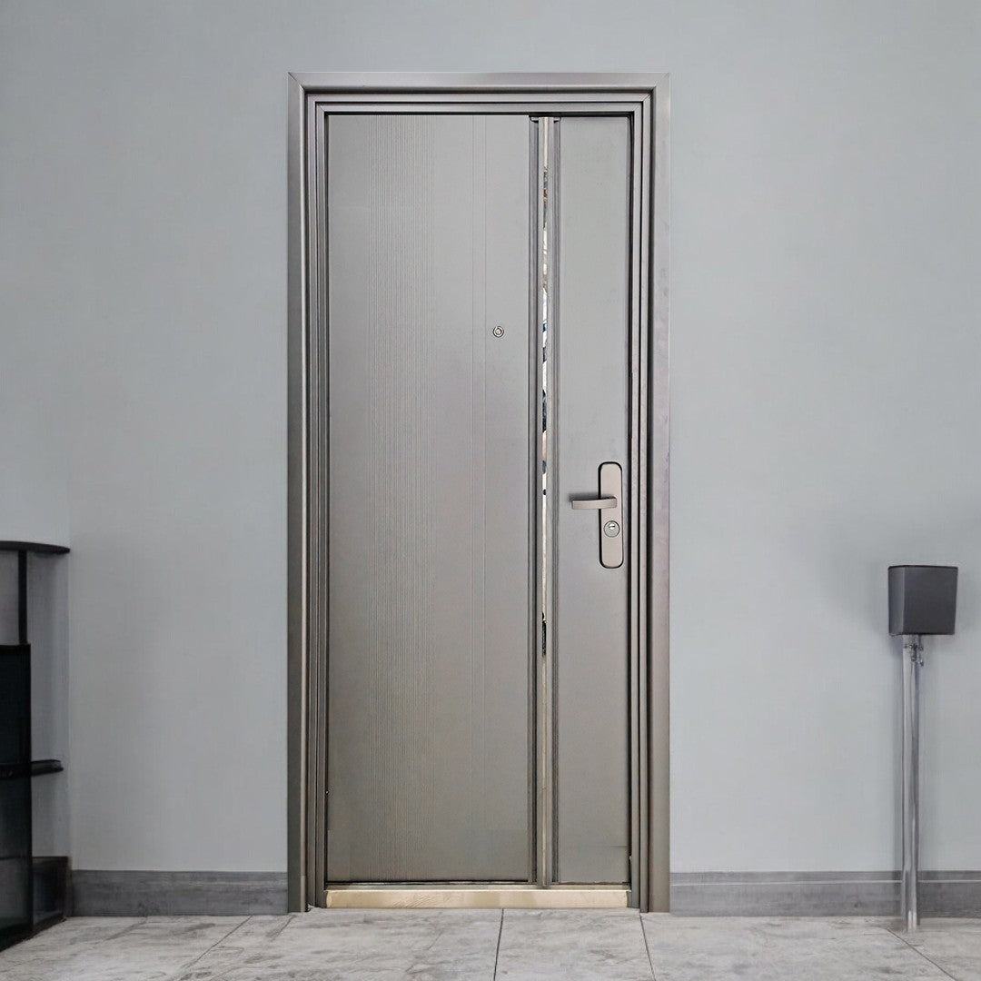 PUERTA DE SEGURIDAD MULTIPUNTOS - 97CM X 213CM X 7CM - GRIS / ESPEJO B