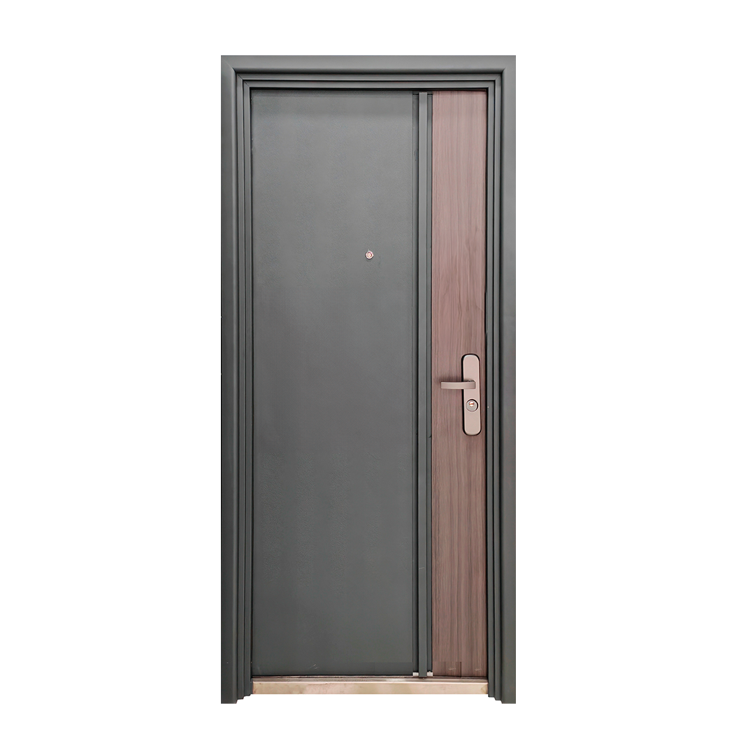 PUERTA DE SEGURIDAD MULTIPUNTOS - 97CM X 213CM X 7CM - GRIS / MADERA