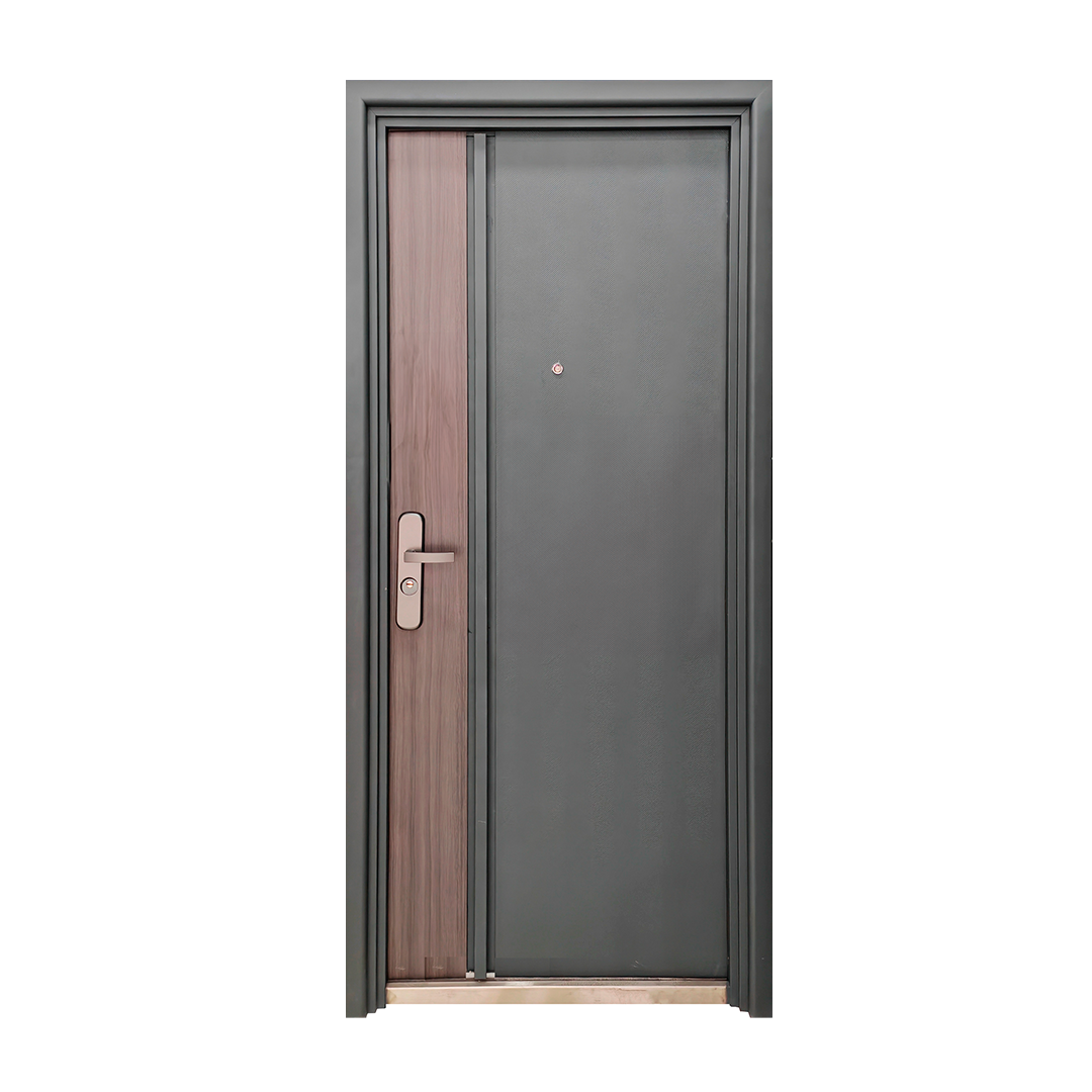 PUERTA DE SEGURIDAD MULTIPUNTOS - 97CM X 213CM X 7CM - GRIS / MADERA