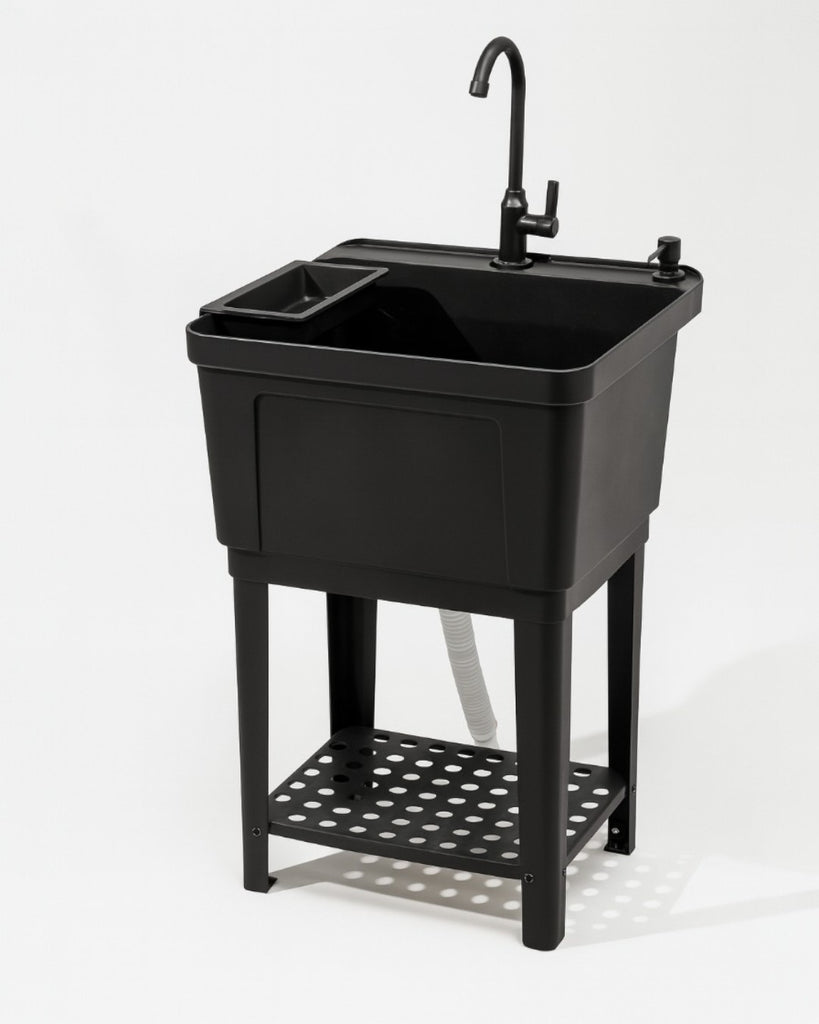 TINA DE LAVANDERÍA - PLÁSTICO - 50*48*84CM - NEGRO