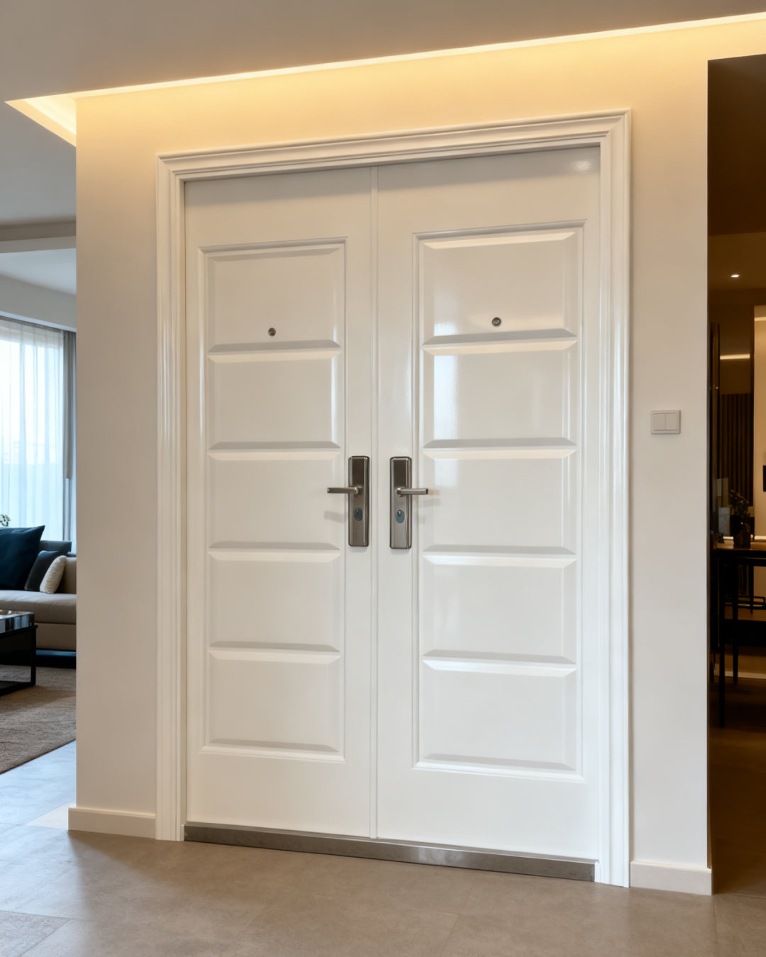 Puerta De Seguridad Metal Doble Blanca 1.50m x 2.15m