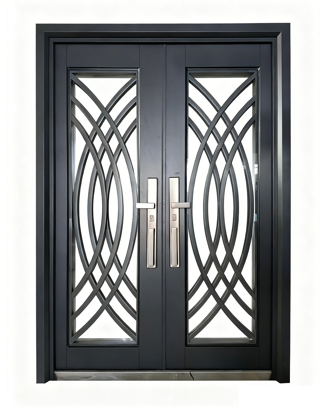 Puerta Doble de Seguridad Multipunto con Vidrio | Aleación de Zinc | 1.50 x 2.15 m | Diseño Moderno