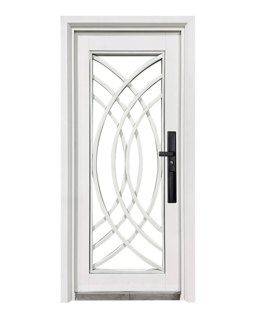 Puerta de Seguridad Multipunto con Vidrio | Aleación de Zinc | 0.97 x 2.15 m | Diseño Moderno I Blanco Mate