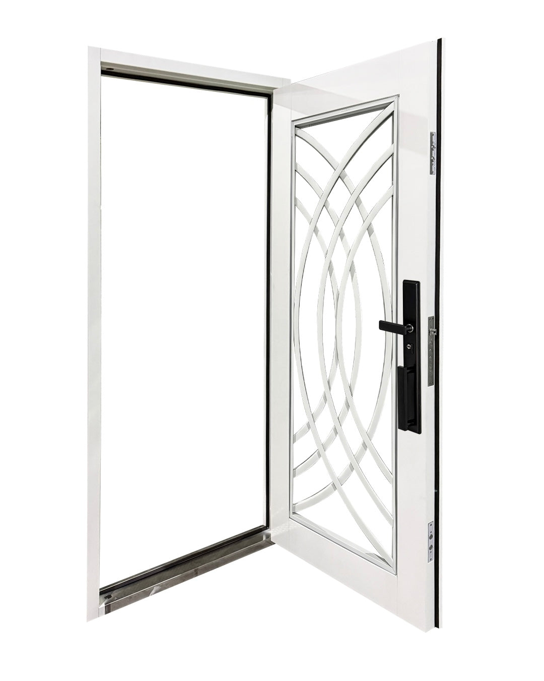 Puerta de Seguridad Multipunto con Vidrio | Aleación de Zinc | 0.97 x 2.15 m | Diseño Moderno I Blanco Mate