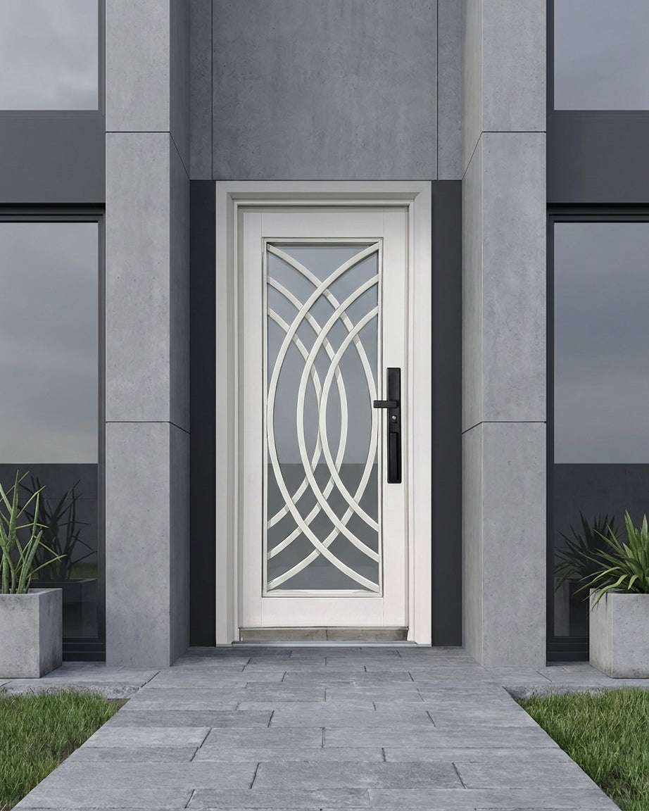 Puerta de Seguridad Multipunto con Vidrio | Aleación de Zinc | 0.97 x 2.15 m | Diseño Moderno I Blanco Mate