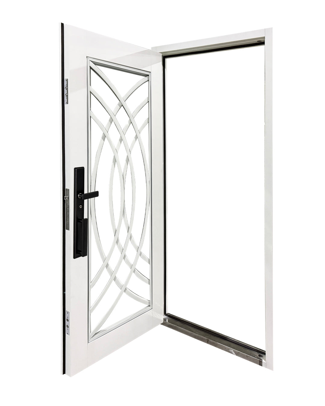 Puerta de Seguridad Multipunto con Vidrio | Aleación de Zinc | 0.97 x 2.15 m | Diseño Moderno I Blanco Mate