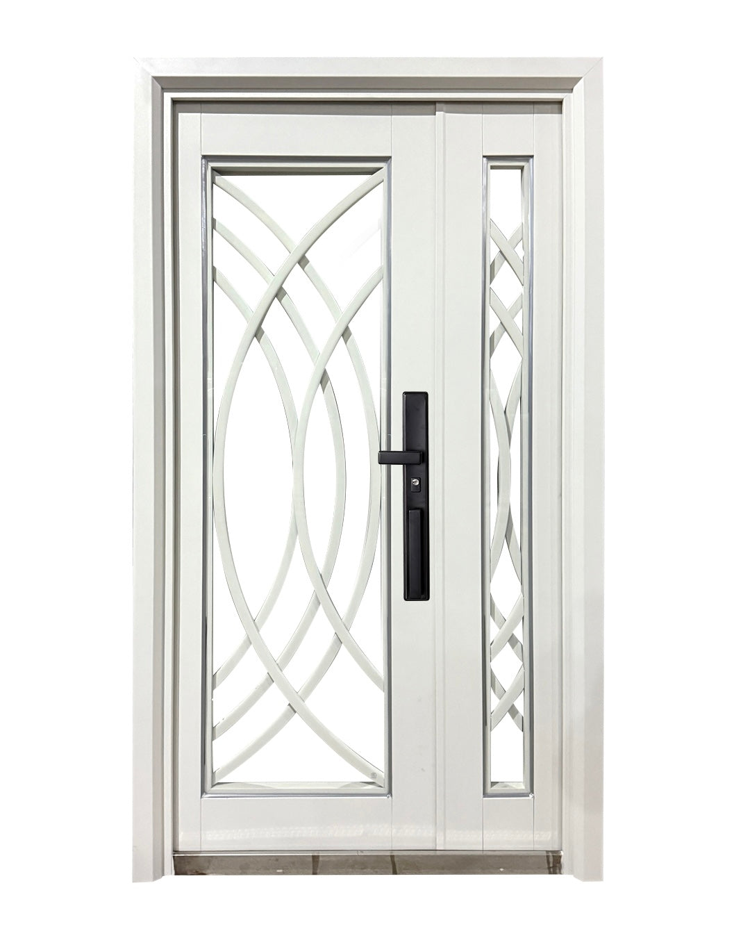 Puerta de Seguridad Multipunto con Vidrio | Aleación de Zinc | 1.20 x 2.15 m | Diseño Moderno I Blanco Mate
