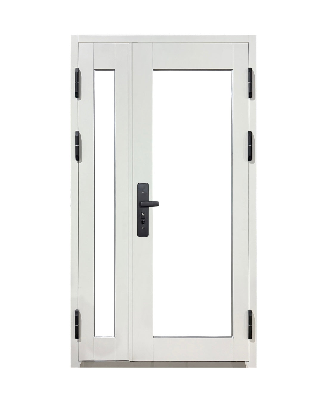 Puerta de Seguridad Multipunto con Vidrio | Aleación de Zinc | 1.20 x 2.15 m | Diseño Moderno I Blanco Mate