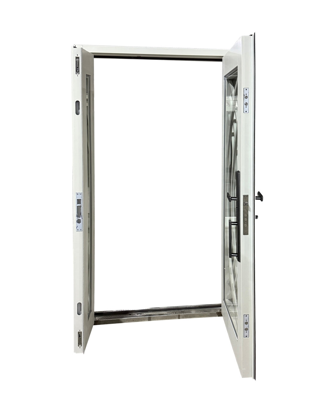 Puerta de Seguridad Multipunto con Vidrio | Aleación de Zinc | 1.20 x 2.15 m | Diseño Moderno I Blanco Mate