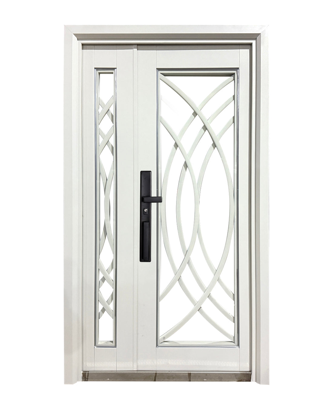 Puerta de Seguridad Multipunto con Vidrio | Aleación de Zinc | 1.20 x 2.15 m | Diseño Moderno I Blanco Mate