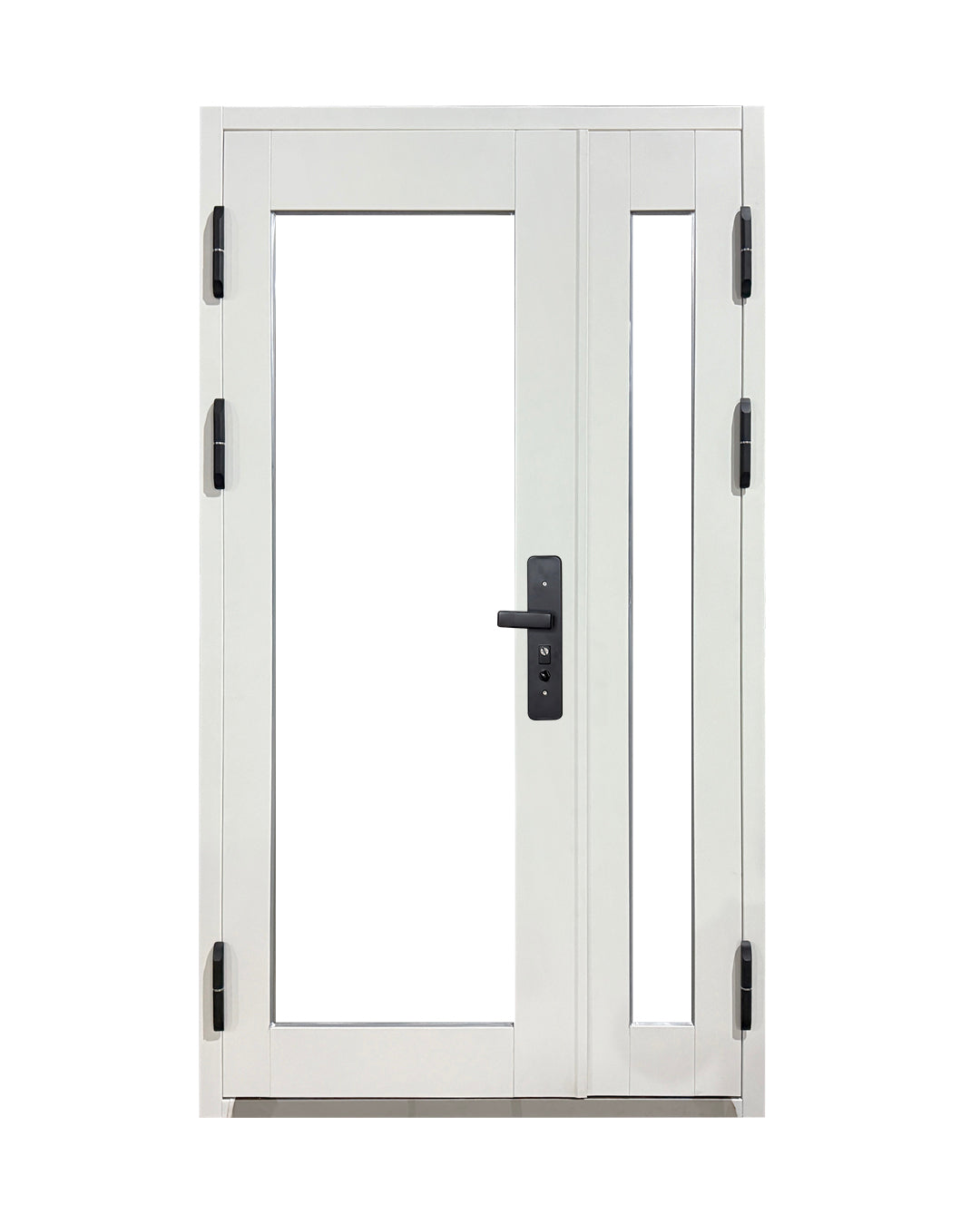 Puerta de Seguridad Multipunto con Vidrio | Aleación de Zinc | 1.20 x 2.15 m | Diseño Moderno I Blanco Mate