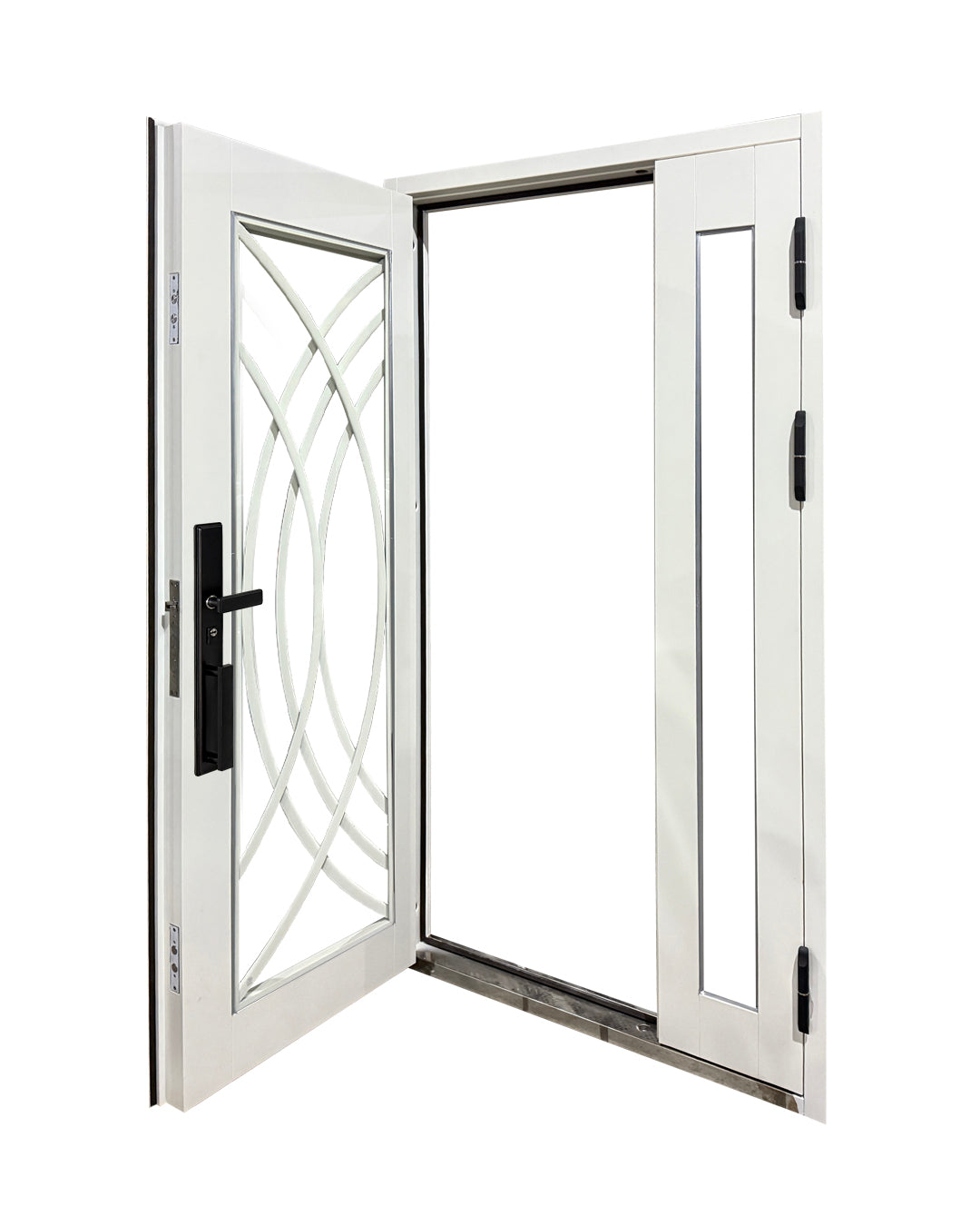 Puerta de Seguridad Multipunto con Vidrio | Aleación de Zinc | 1.20 x 2.15 m | Diseño Moderno I Blanco Mate