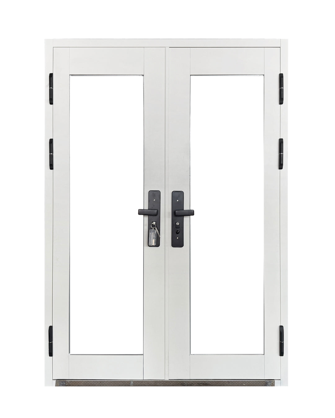 Puerta Doble de Seguridad Multipunto con Vidrio | Aleación de Zinc | 1.50 x 2.15 m | Diseño Moderno I Blanco Mate