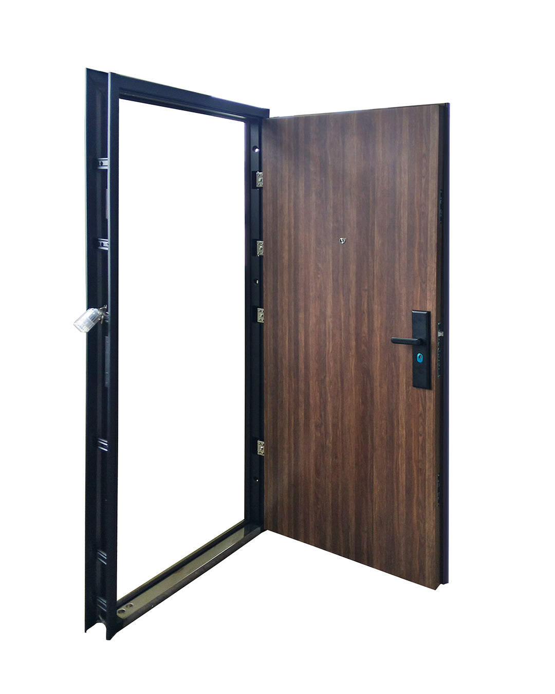 PUERTA DE SEGURIDAD MULTIPUNTOS - 97CM X 215CM X 70MM - NOGAL OSCURO