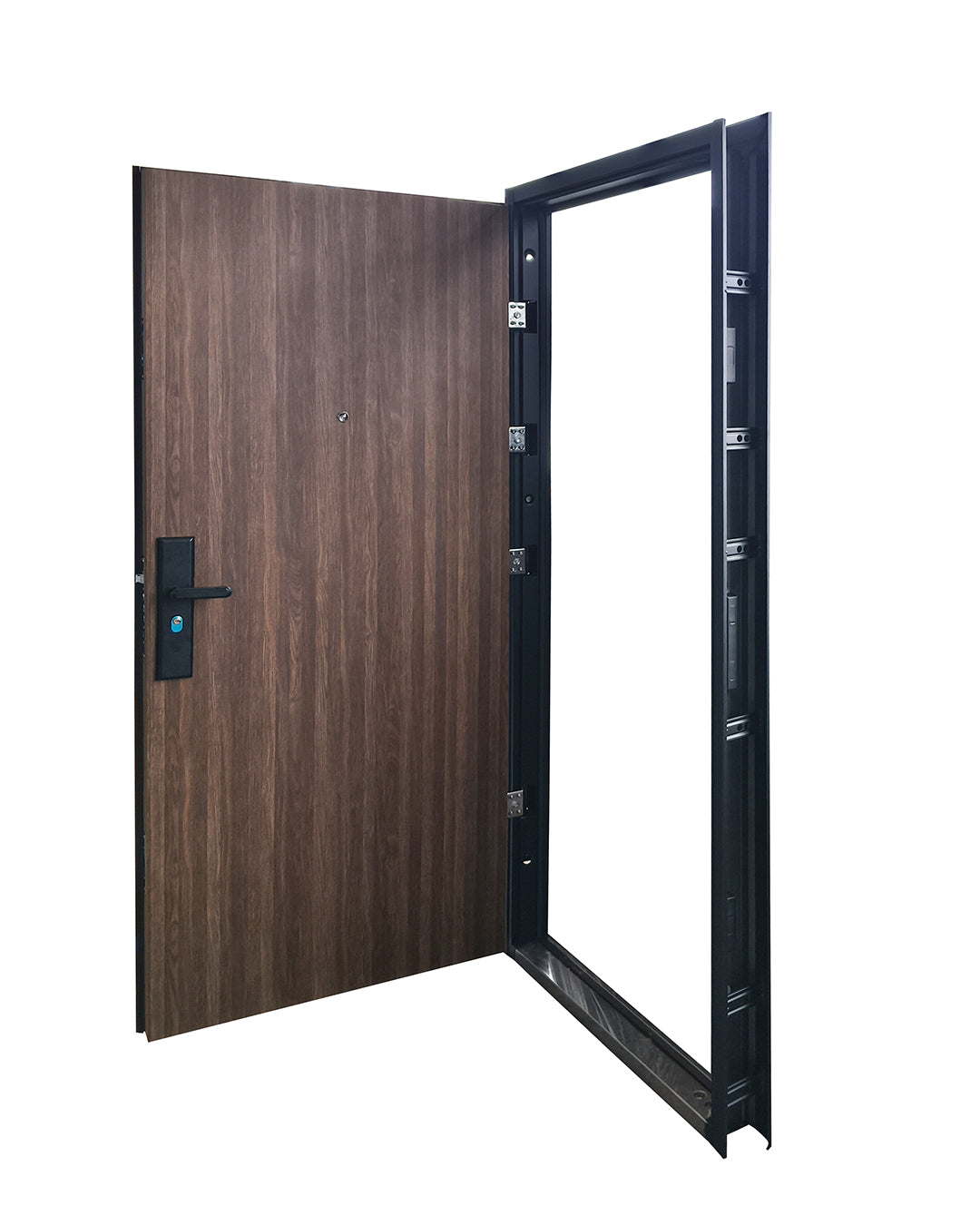 PUERTA DE SEGURIDAD MULTIPUNTOS - 97CM X 215CM X 70MM - NOGAL OSCURO