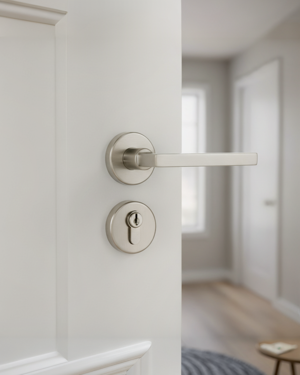 CERRADURA MODERNA PLATEADA Y COBRE – ALUMINIO Y COBRE RESISTENTE