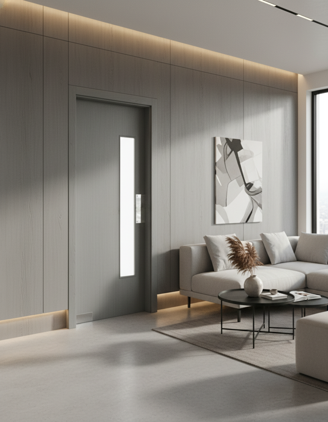 PUERTA DE INTERIOR - WPC - GRIS CENIZA AZULADO