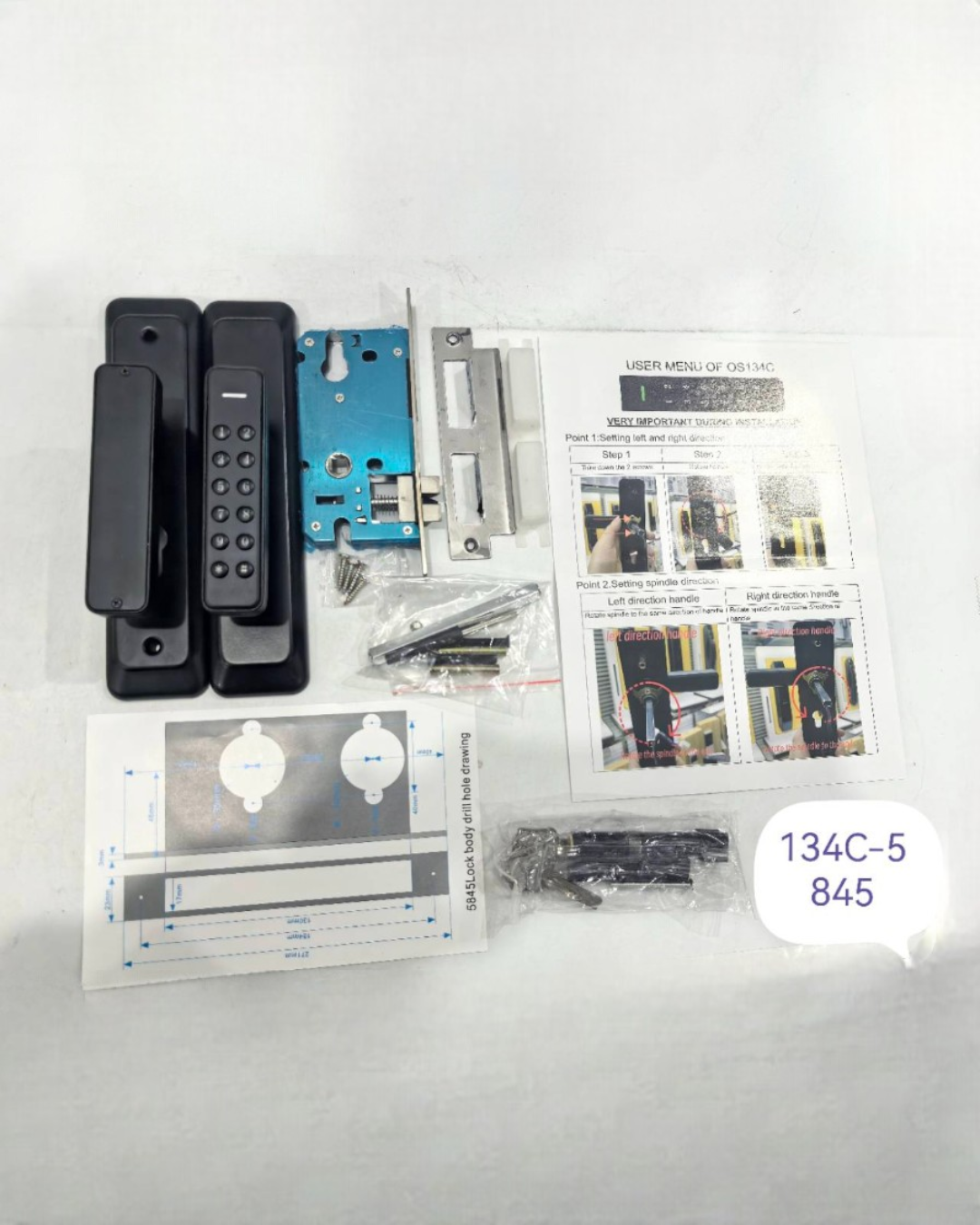 CERRADURA INTELIGENTE - PUERTAS INTERIORES MDF/WPC - NEGRO - OS134C-5845