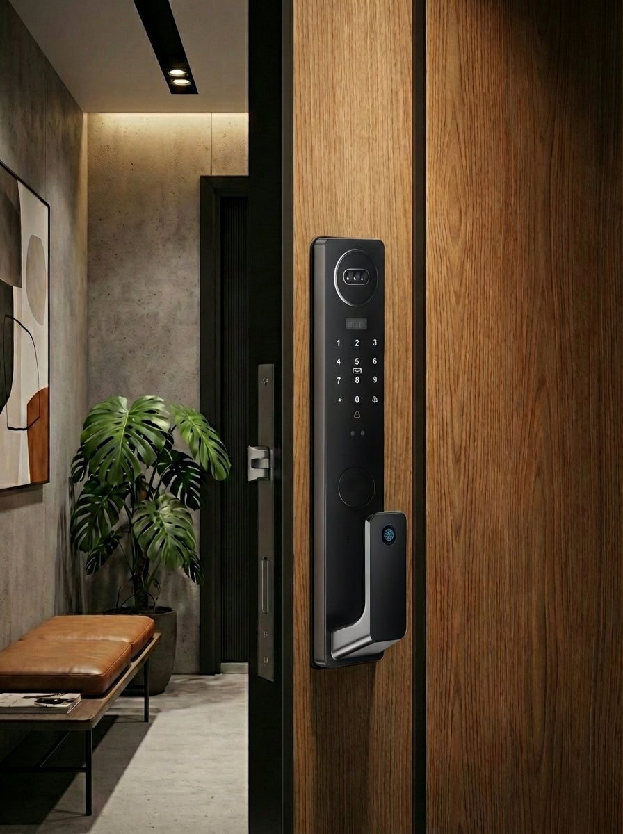 CERRADURA SMART 6 EN 1 PARA PUERTAS MULTIPUNTO – FACIAL + HUELLA + APP TUYA OS710TYFA