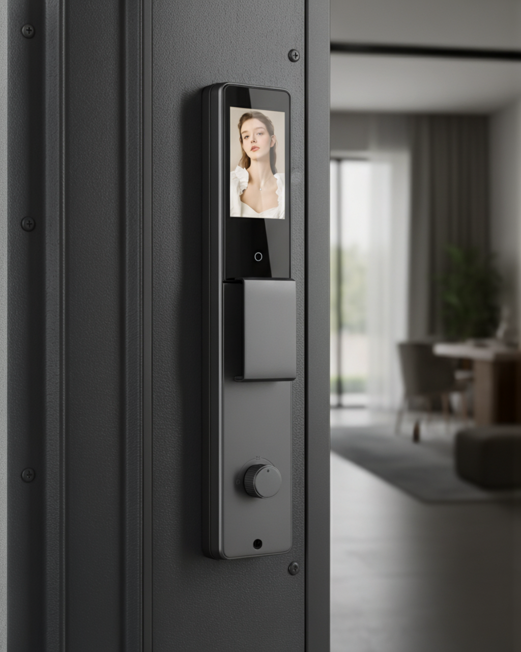 CERRADURA INTELIGENTE - PUERTAS MULTIPUNTOS DE SEGURIDAD - TUYA APP - PANTALLA INTEGRADA - GRIS - OS870TYFA