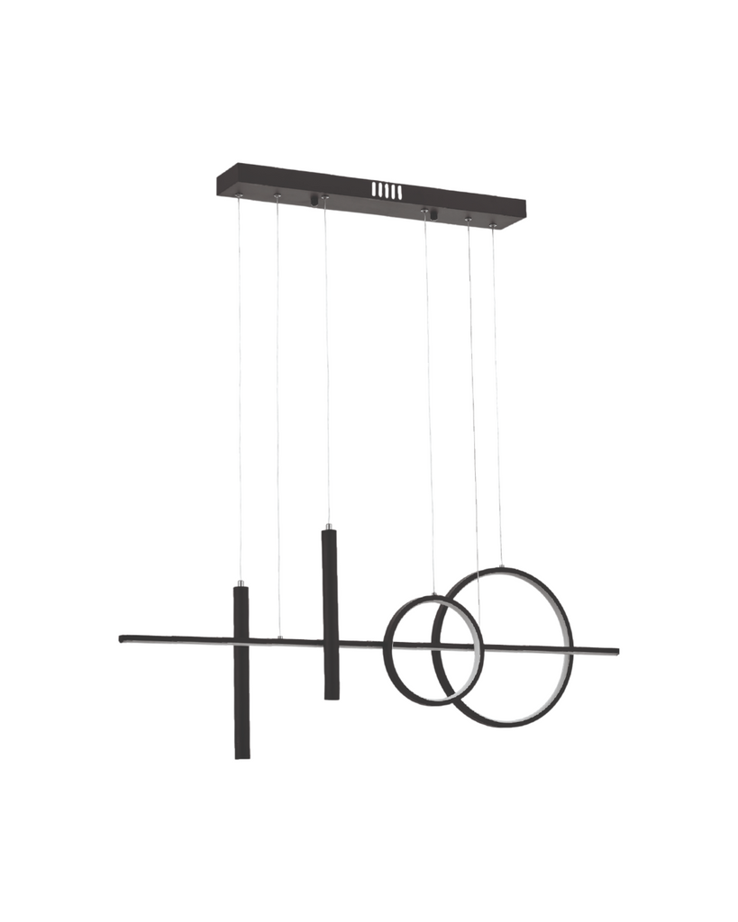 LÁMPARA COLGANTE LED NEGRA 57W 3000K - TAMAÑO 1000×50×H1500 - LUZ 3000K (BLANCO CÁLIDO) - 57W