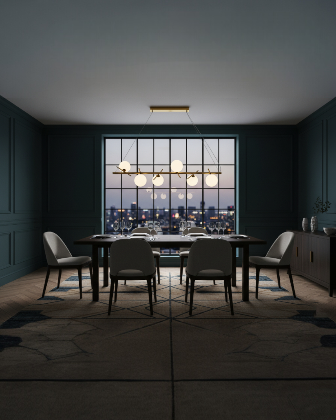 LÁMPARA COLGANTE LATÓN 6×G9 - TAMAÑO 1060×350×350
