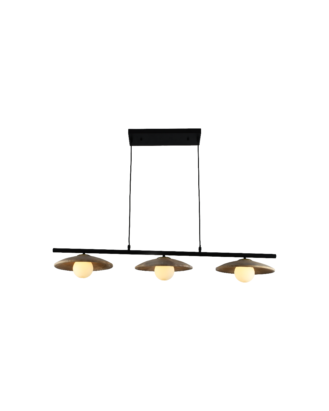 LÁMPARA COLGANTE MADERA 3×G9 - TAMAÑO 110×30×150 CM