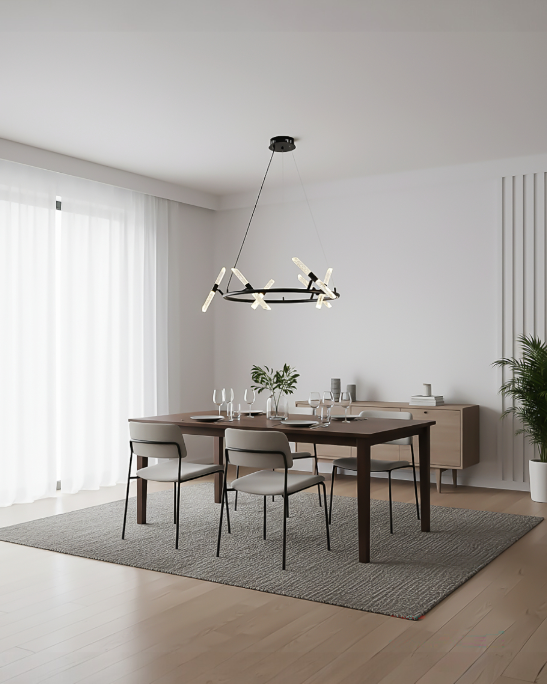LÁMPARA COLGANTE LED NEGRA 3000K - TAMAÑO D710 - LUZ 3000K (BLANCO CÁLIDO)