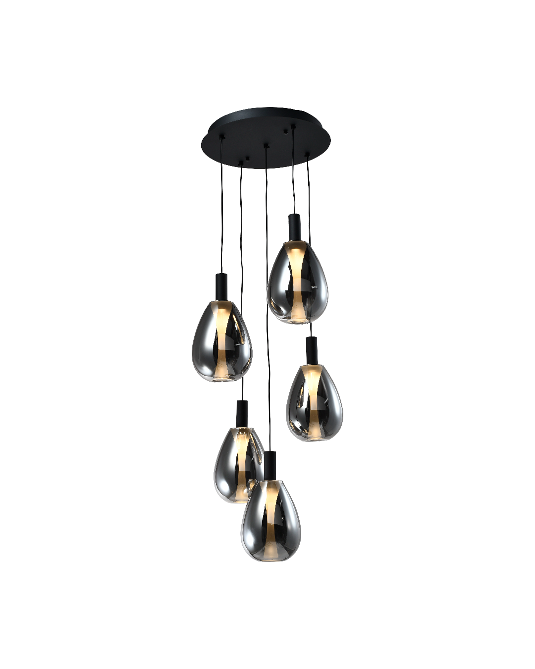 LÁMPARA COLGANTE LED NEGRA 27W 3000K - TAMAÑO D350 MM CANOPY / Ø140×260×5PCS / WIRE 1.5 M - LUZ 3000K (BLANCO CÁLIDO) - 27W