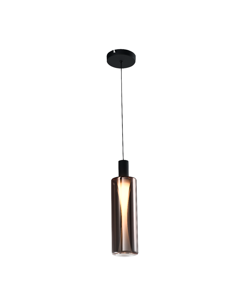 LÁMPARA COLGANTE LED NEGRA 6W 3000K - TAMAÑO Ø100×395 + 1200 MM WIRE - LUZ 3000K (BLANCO CÁLIDO) - 6W