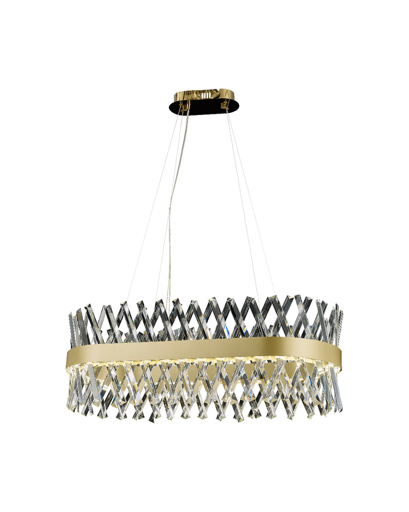 LÁMPARA COLGANTE LED DORADA 75W 3CCT - TAMAÑO L800×W350×H250–1550 MM - LUZ 3CCT AJUSTABLE - 75W