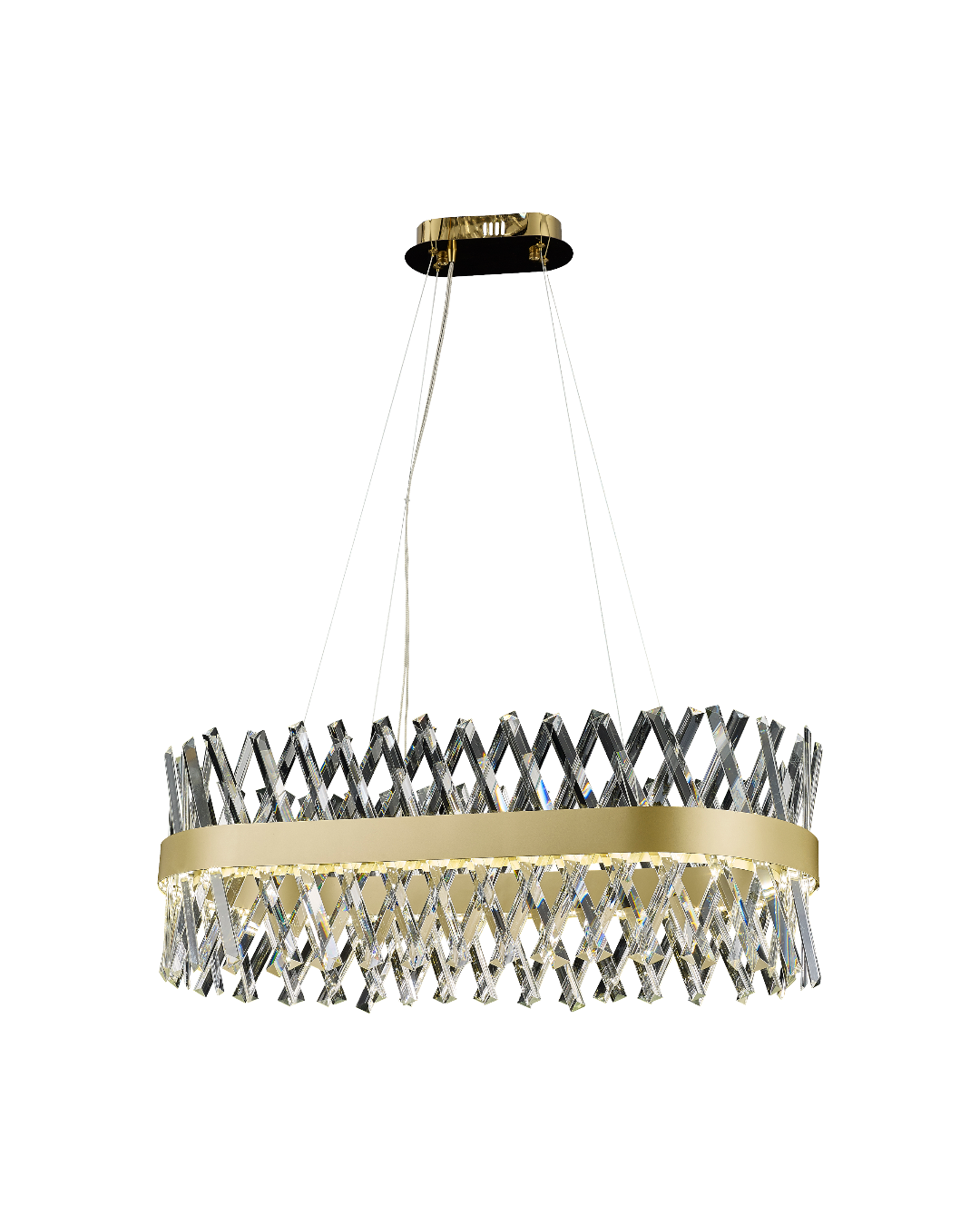 LÁMPARA COLGANTE LED DORADA 75W 3CCT - TAMAÑO L800×W350×H250–1550 MM - LUZ 3CCT AJUSTABLE - 75W