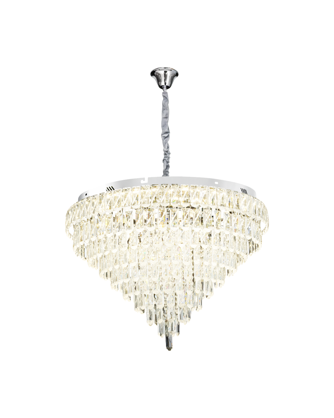 LÁMPARA COLGANTE CRISTAL LED CROMO 160W 3CCT - TAMAÑO 600 MM - LUZ 3CCT AJUSTABLE - 160W