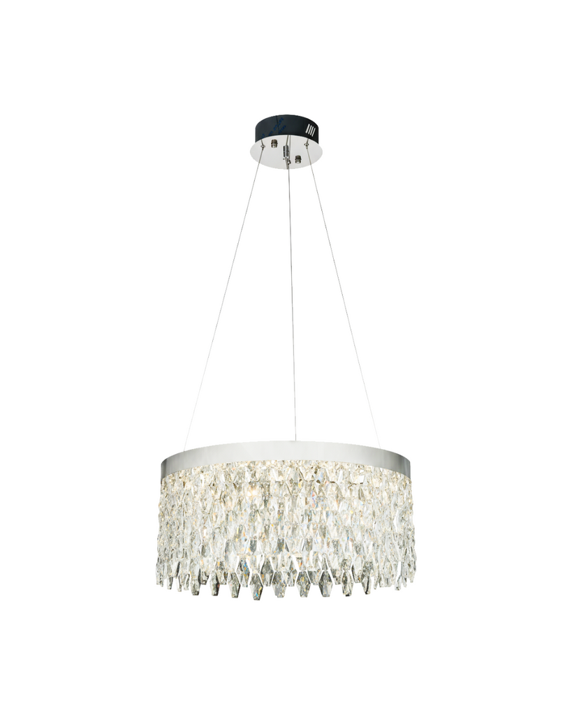 LÁMPARA COLGANTE CRISTAL LED CROMO 134W 3CCT - TAMAÑO 600 MM - LUZ 3CCT AJUSTABLE - 134W