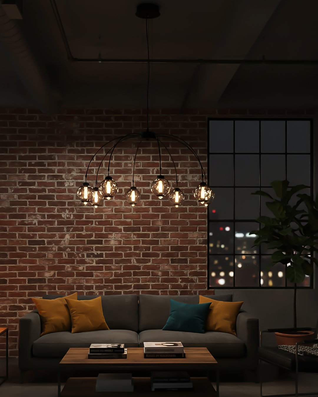 LÁMPARA COLGANTE LED NEGRA 64W 3000K - TAMAÑO 650×650×450 + 1000 MM - LUZ 3000K (BLANCO CÁLIDO) - 64W