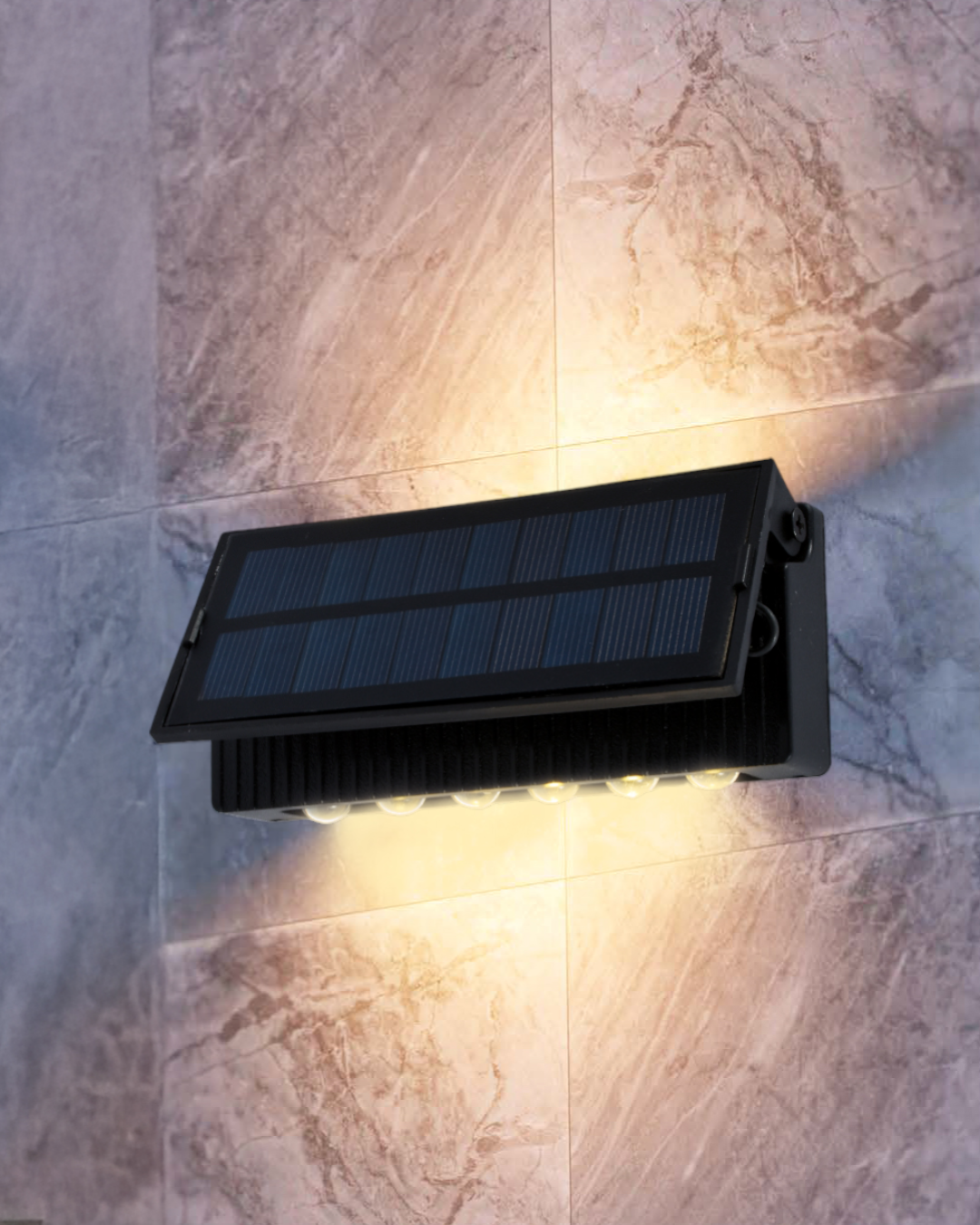 LAMPARA DE PARED SOLAR LED 6W 3000K - TAMAÑO 135×60×60 MM - LUZ 3000K (BLANCO CÁLIDO) - 6W