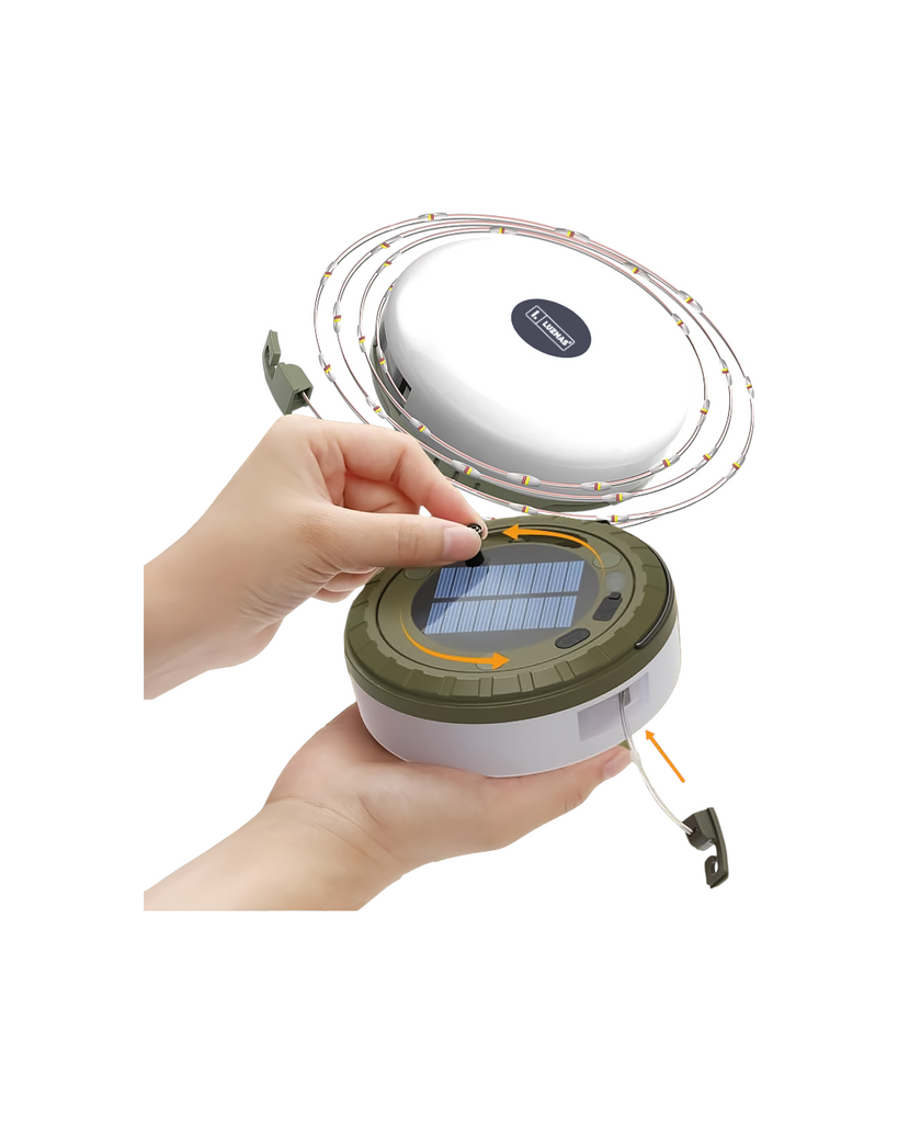 LAMPARA SOLAR RECARGABLE CON TIRA LED RGB 10M - TAMAÑO 120×40 MM