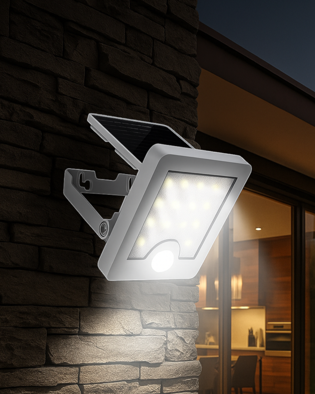 LAMPARA DE PARED SOLAR 20W CON SENSOR MOVIMIENTO - TAMAÑO 120×54×130 MM - 20W