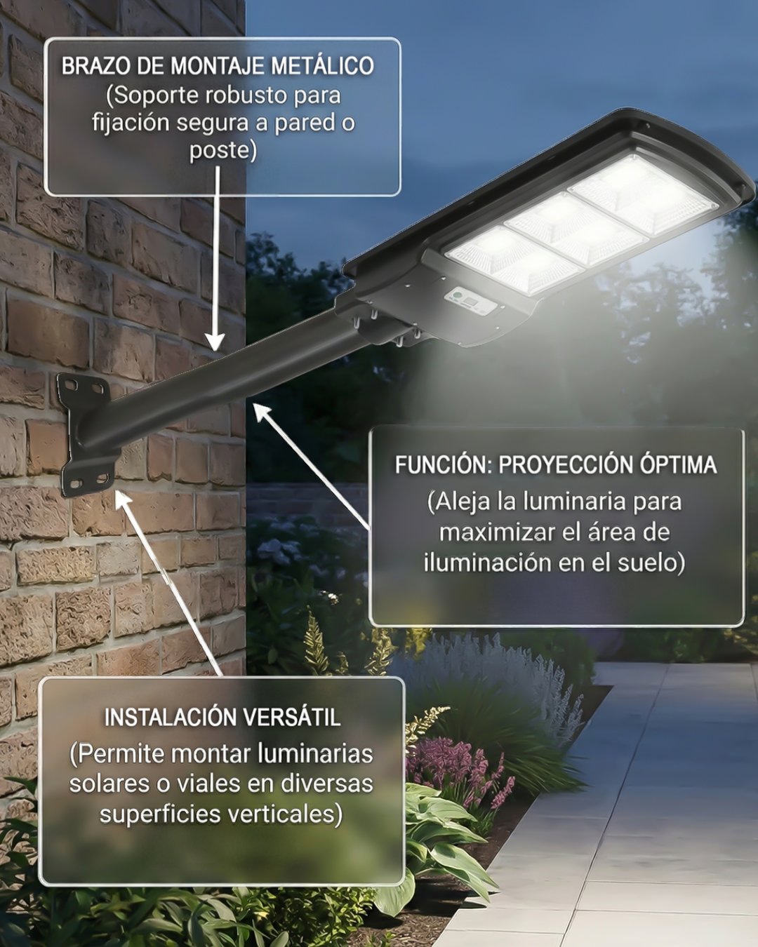 BRAZO NEGRO PARA LAMPARAS DE CALLE LED Y SOLAR