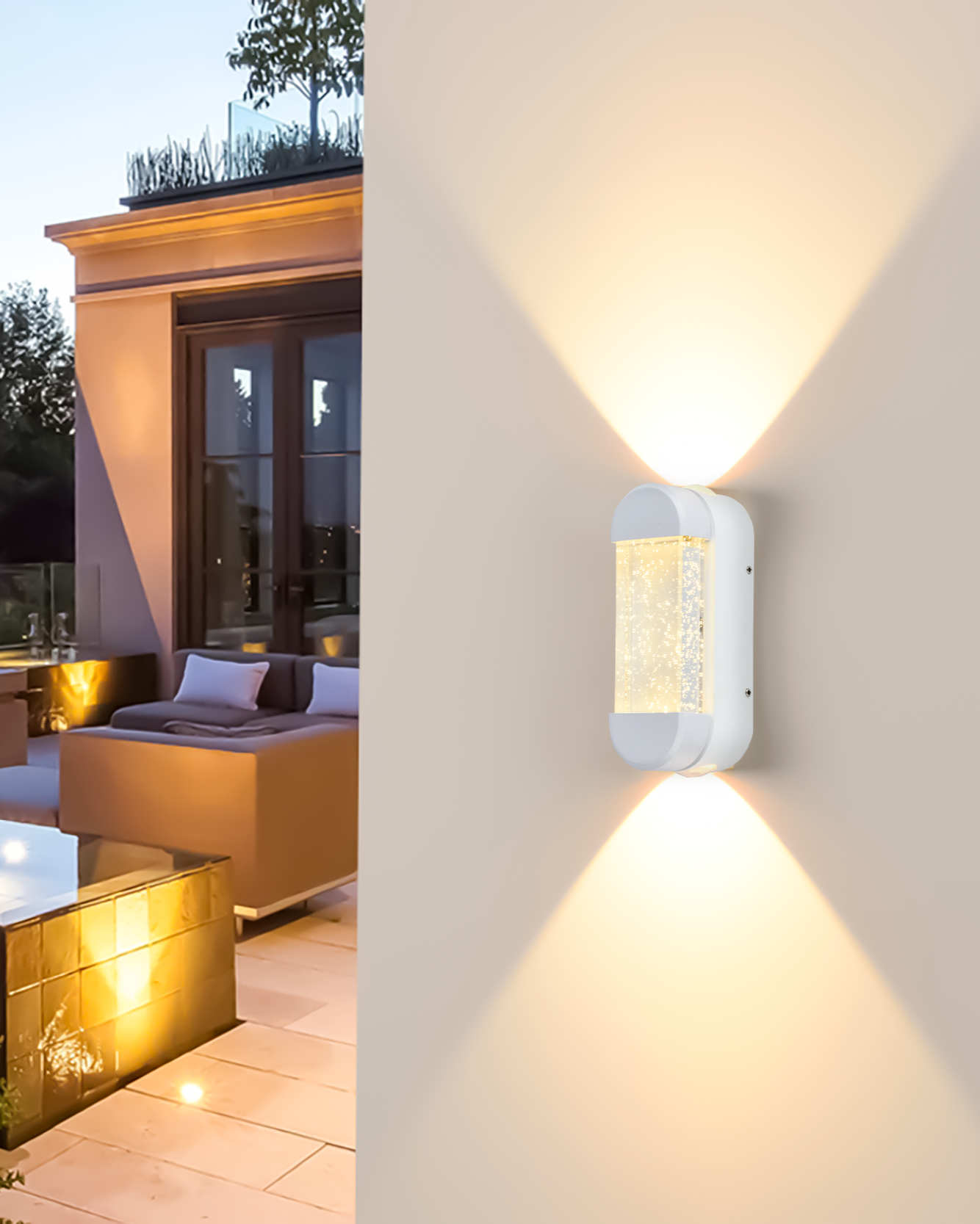 LÁMPARA DE PARED EXTERIOR BLANCA LED 8W 3000K