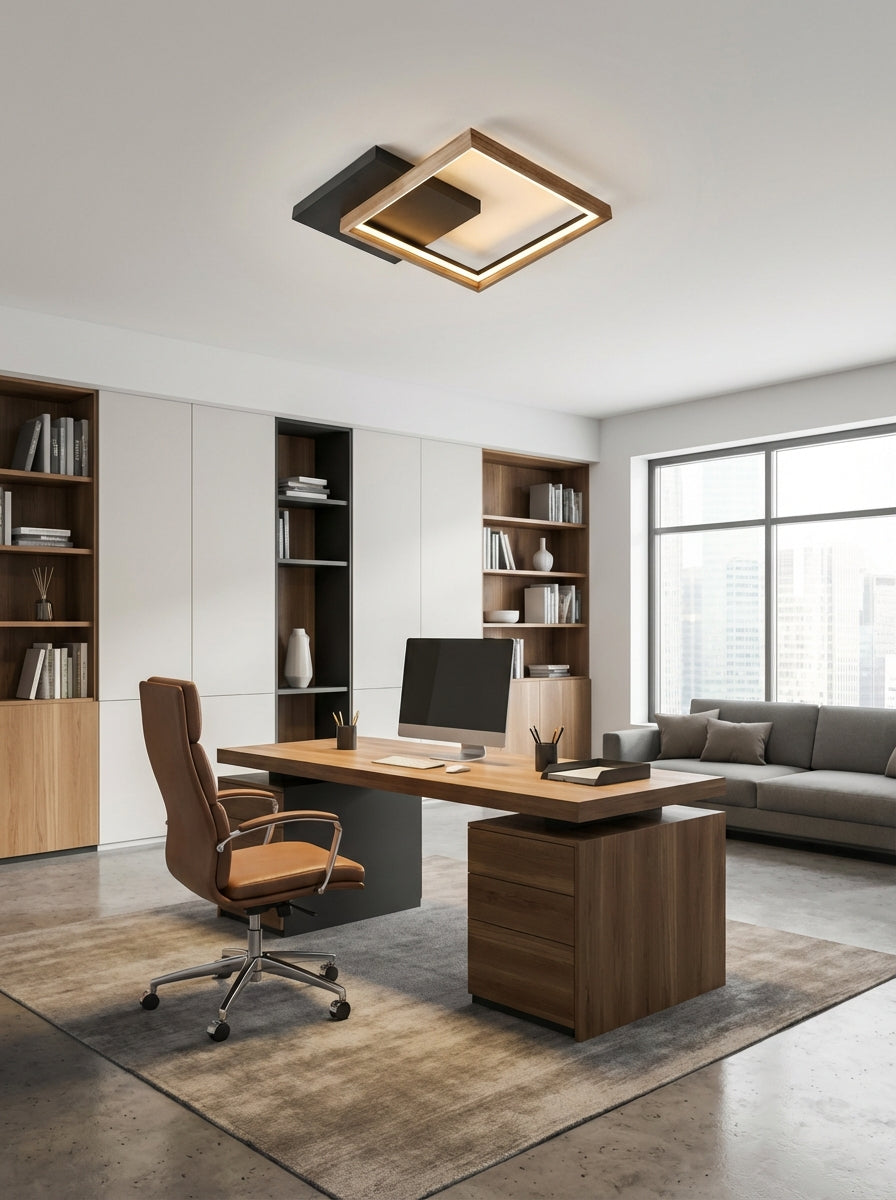 LÁMPARA DE TECHO LED NEGRA 20W 3000K - TAMAÑO L420×W420×H80 MM - LUZ 3000K (BLANCO CÁLIDO) - 20W