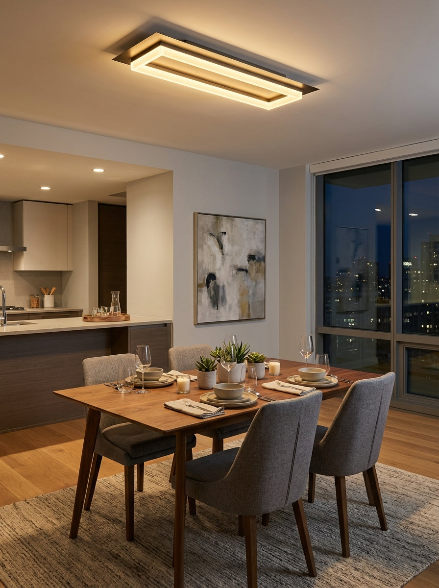 LÁMPARA DE TECHO LED CHAMPÁN 33W 3000K - TAMAÑO L800×300×100 MM - LUZ 3000K (BLANCO CÁLIDO) - 33W