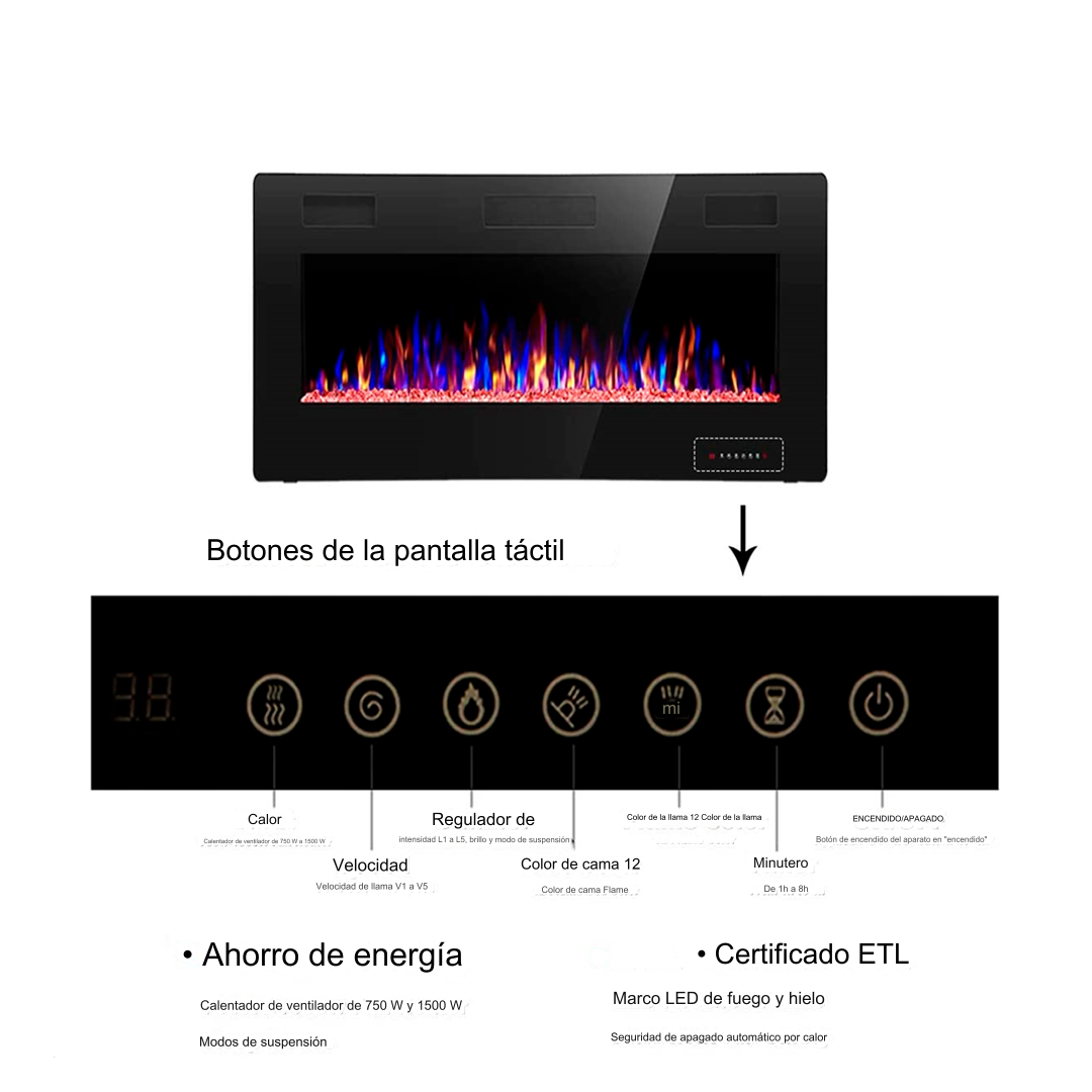 CHIMENEA FOGATAS ELÉCTRICAS - MULTICOLORES - CONTROL REMOTO