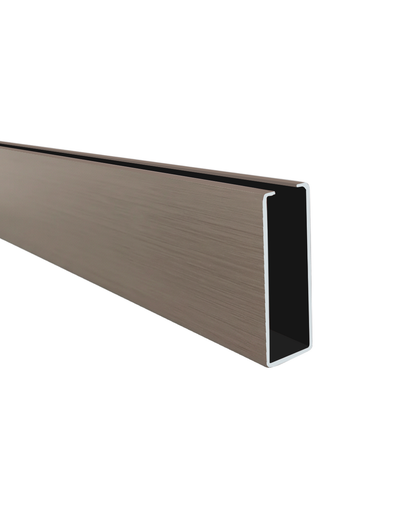 PERFIL DE ALUMINIO DE CIELO RASO - FORMA U - 20 × 60 × 0.8 MM × 2.9 M  - TAUPE MADERA