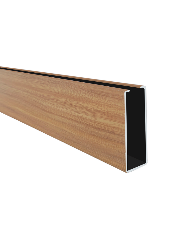 PERFIL DE ALUMINIO DE CIELO RASO - FORMA U - 20 × 60 × 0.8 MM × 2.9 M  - NOGAL CLARO NUEZ