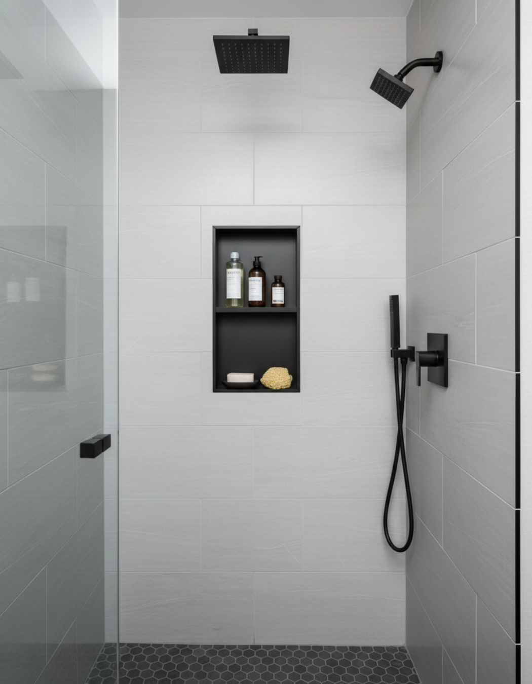 NICHO DE BAÑO - GRIS GRAFITO - SUS304 - 32 CM × 12 CM ×  (30 CM / 60 CM / 90 CM)