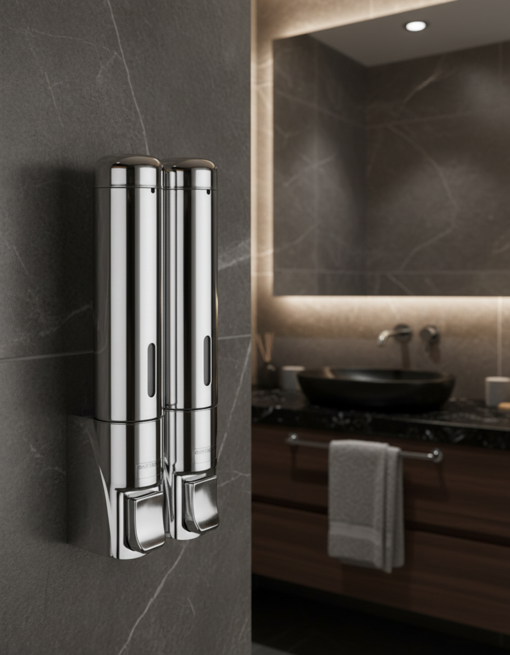 DISPENSADOR DE JABÓN - PLATEADO - ABS - 300ml x 2